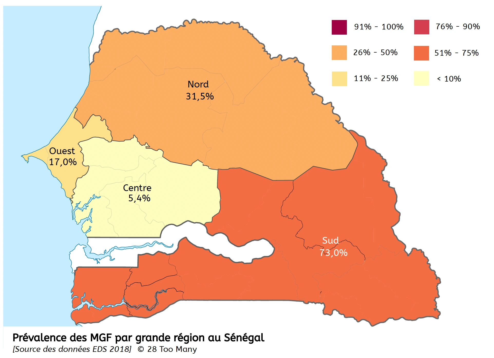 Prevalence Map: FGM in Senegal (2018, French)